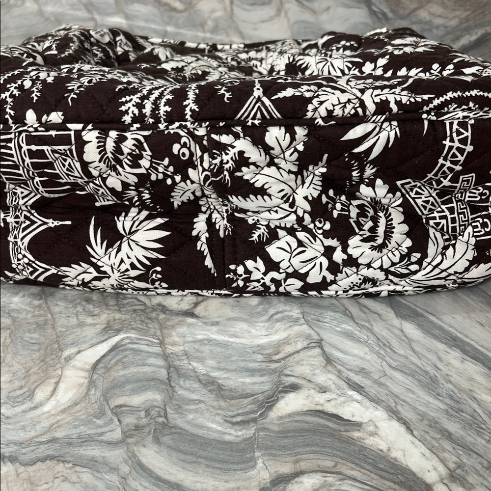 Vera Bradley Quilted Brown & White Floral Tote Bag - Picture 7 of 9
